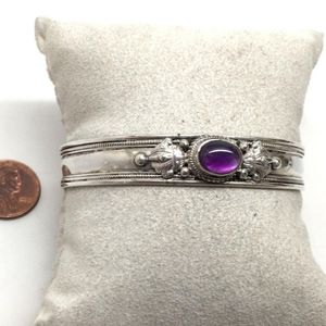 Vintage Art Neauvo Sterling Silver Natural Amethyst Bracelet